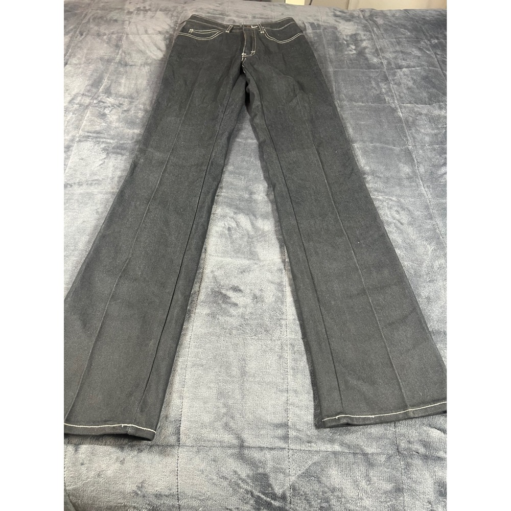 Tony Lama Jeans Womens Black Denim High Waist Contrast Stitch‎ Bootcut Size